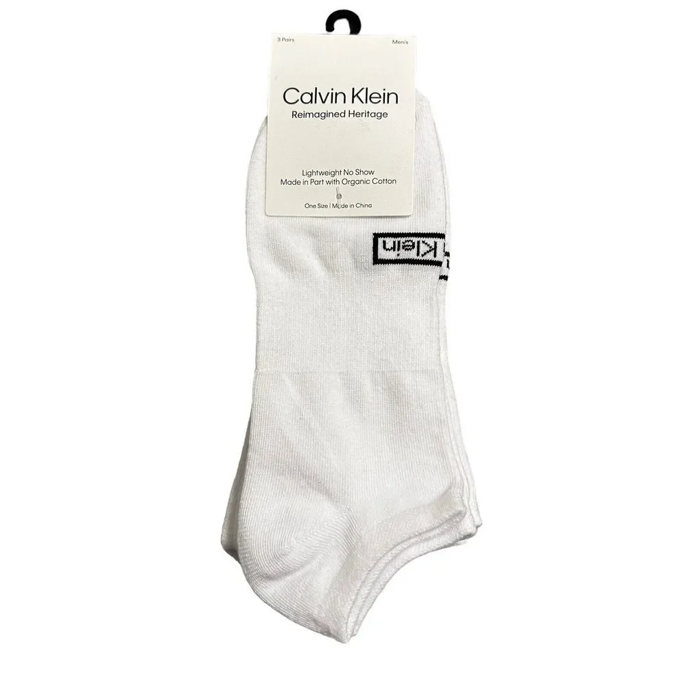 Calvin Klein 3-Pack Casual Men's Lightweight‎ No Show White One Size